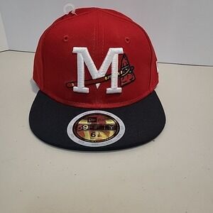 NEW ERA 59Fifty Mississippi Braves Fitted Hat Kid's 6 3/8 Red Minor League Cap